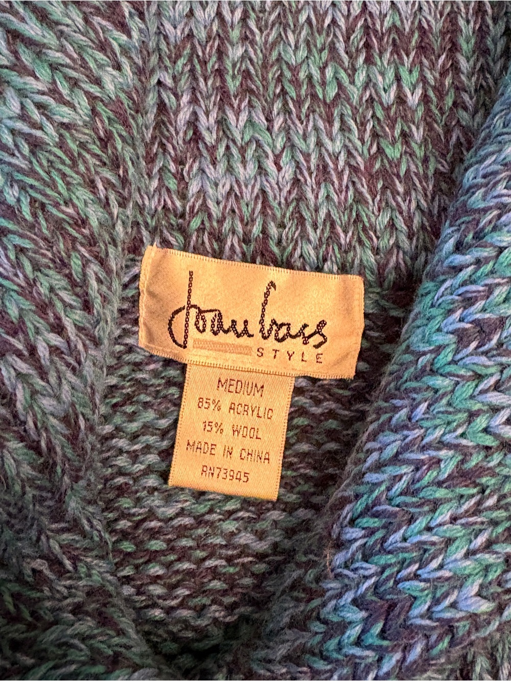 Vintage Joan Vass Knitted Tunic Sweater Size M Blue Green Pockets Acrylic Wool - Picture 5 of 14